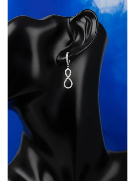 Kadın Gümüş Küpe - Sonsuzluk Model Zirkon Taş Kaplama Gümüş Küpe