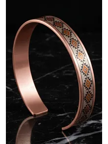Kadın Bakır Bileklik Yüzük Set - Lenka Model Özel Baskı Metal Kutu Ve Kuvars Taşı