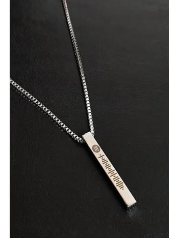 Spotify Şarkı Kodlu Çelik Gümüş Bar Çubuk Kolye Blok Zincir CKLSPOTYKLY-GMS