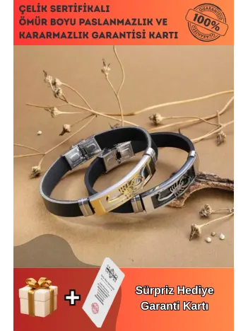 Akrep Figürlü Deri Kauçuk Çelik Erkek Bileklik