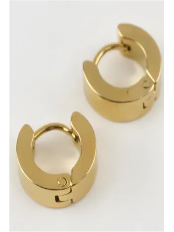 Bayan Çelik Küpe - Parlak Şık Altın Çelik Kadın Küpe