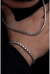 Erkek Çelik Kolye Bileklik Set - Pullu Model Çelik Kolye Bileklik Set