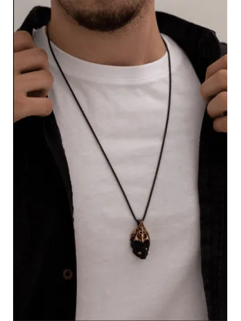 Erkek Kolye - Büyücü Kurukafa Model Erkek Çelik Kolye - 316 L Paslanmaz Çelik