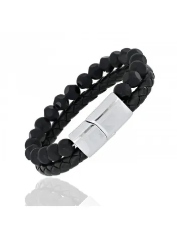 Doğal Taşlı Faset Oniks Deri Kordonlu Bileklik DKLSYHFASET Doğal Taşlı Faset Oniks Deri Kordonlu Bileklik DKLSYHFASET