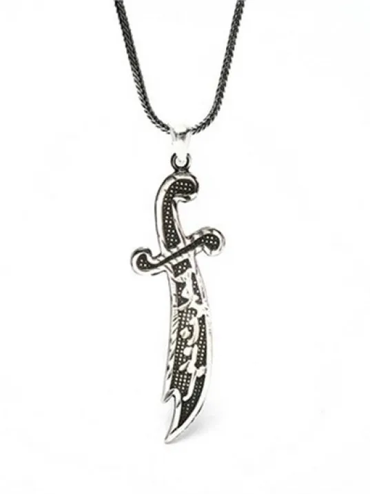 Yeni Model Zülfikar Erkek Gümüş Kolye Zincir Büyük Boy