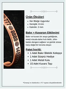 Saf Bakır Bileklik Silinmez Melek Sayı Sekansları Aşk Para Sağlık Metal Kutu Taş Her Bileğe Uyar