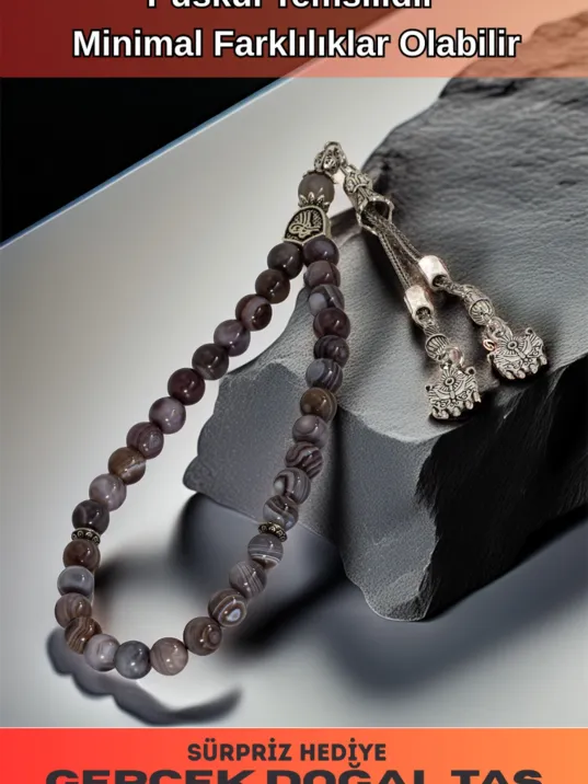 Erkek Doğal Taş Tespih - Doğal Mor Akik Taşlı Ortaboy Tesbih Erkek Doğal Taş Tespih - Doğal Mor Akik Taşlı Ortaboy Tesbih