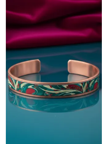 Kadın Bakır Bileklik - Garden Model Özel Baskı Metal Kutu Ve Kuvars Taşı