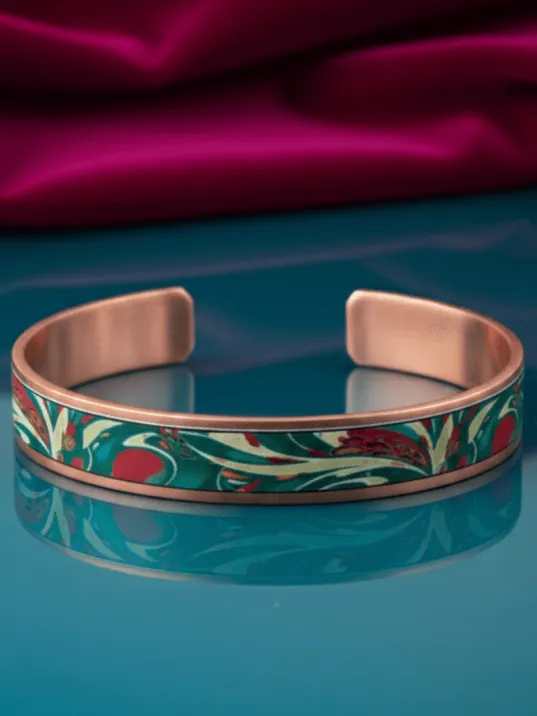 Kadın Bakır Bileklik - Garden Model Özel Baskı Metal Kutu Ve Kuvars Taşı Kadın Bakır Bileklik - Garden Model Özel Baskı Metal Kutu Ve Kuvars Taşı