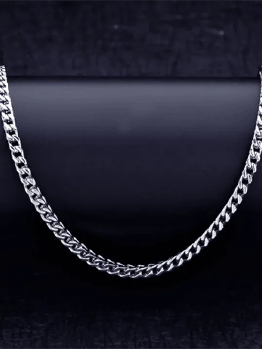 Erkek Çelik Kolye Kare Model 5mm Kalın Model Paslanmaz Çelik Kolye