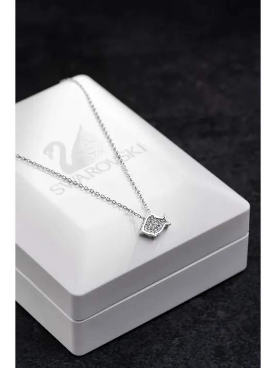 Kadın Gümüş Kolye - Swarovski Taşlı Zirconia Balık Motifli Kadın Kolye