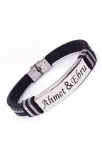 İsim Yazılan Kauçuk Çelik Erkek Bileklik Künye Beyaz Model