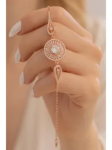 Kadın Bileklik- Gümüş Rose Renk Baget taşlı Kadın Bileklik