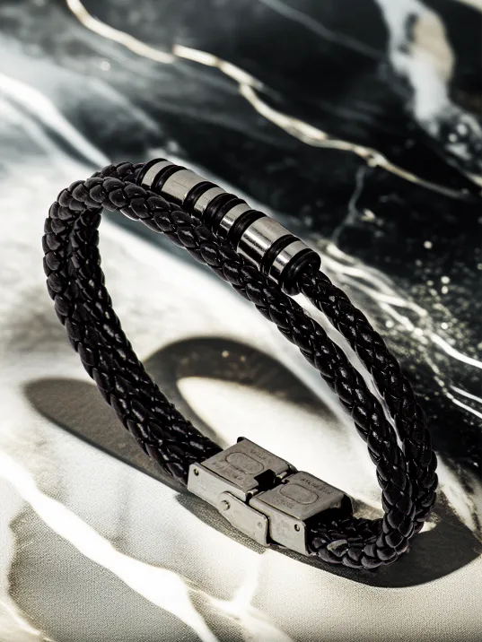 Erkek Çelik Bileklik - Çift Sıra Örgü Model Bileklik