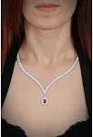 Arissa Bayan Yakut Taşlı Gümüş Su Yolu Set - Kolye, Bileklik, Küpe, Yüzük