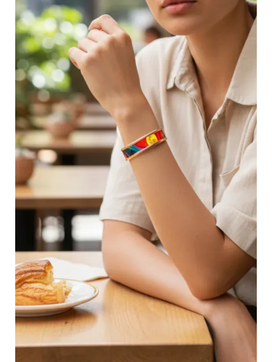 Kadın Bakır Bileklik - Sun Love Model Özel Baskı Bileklik Kelepçe Metal Kutu Ve Doğal Taşlar