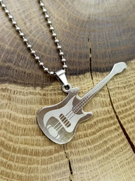 Gitar Erkek Çelik Kolye Zincir CKLGMSGITAR