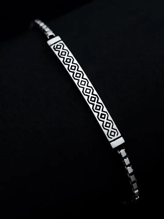 Erkek Gümüş Bileklik - Küp Zincir Baklava Desen Gümüş Bileklik Erkek Gümüş Bileklik - Küp Zincir Baklava Desen Gümüş Bileklik