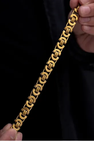 Altın Kaplama Erkek Bileklik Paslanmaz Çelik Desenli