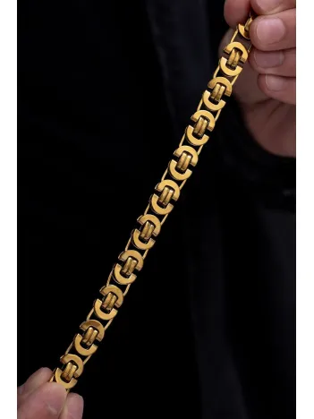 Altın Kaplama Erkek Bileklik Paslanmaz Çelik Desenli