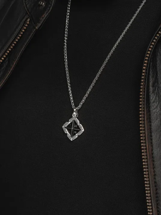 Erkek Çelik Kolye - Modern Kutup Yıldızı Model Erkek Kolye