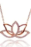 Bayan 925 Ayar Gümüş Roze Zirkon Taşlı Lotus Kolye GKLROSLOTUS