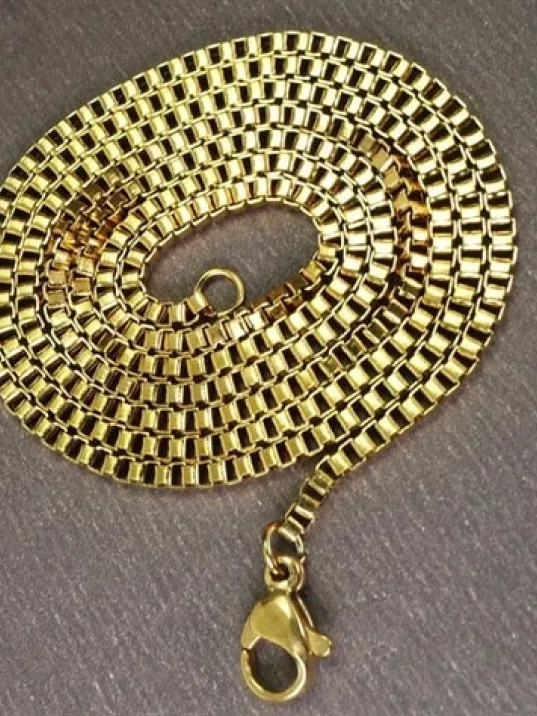 OttoMan Altın Rengi Kübik Erkek Kolye Zincir İnce Zarif Model