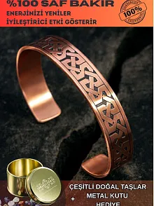 Kadın Erkek Saf Bakır Bileklik Kalın Zevahir Model Metal Kutu Doğal Taşlar Bakır Kelepçe Bilezik