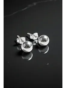 Kadın Gümüş Küpe - 7 mm 925 Ayar Gümüş Top Küpe