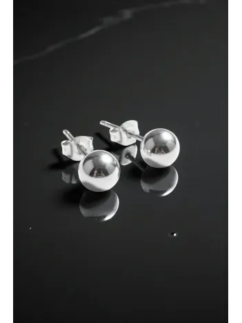 Kadın Gümüş Küpe - 7 mm 925 Ayar Gümüş Top Küpe