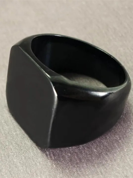 Siyah Yazı Yazılabilen Çelik Erkek Yüzük