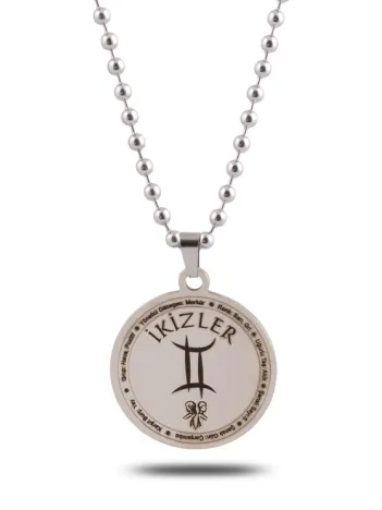 İkizler Burcu Kolye Kadın Erkek Çelik Kolye Top Zincir CKLİKİZLERB-GMS