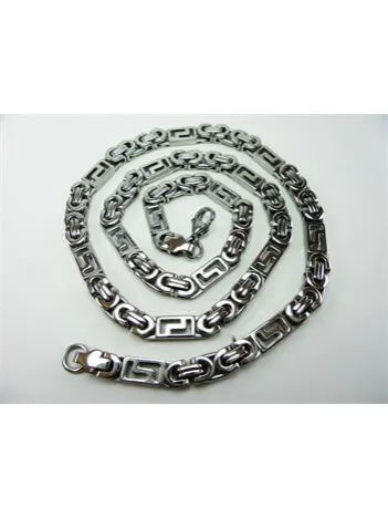 ERKEK ÇELİK KOLYE ZİNCİR VE ERKEK BİLEKLİK SET YASSI MODEL