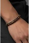 Erkek Çelik Bileklik - 2 Sıra Kahverengi Renkli Yuvarlak Kral Zincir Erkek Bileklik Erkek Çelik Bileklik - 2 Sıra Kahverengi Renkli Yuvarlak Kral Zincir Erkek Bileklik