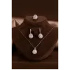 Kadın Gümüş Set - Damla Model Zirkon Taşlı Baget Süslemeli Rodyumlu Kadın Set Kadın Gümüş Set - Damla Model Zirkon Taşlı Baget Süslemeli Rodyumlu Kadın Set