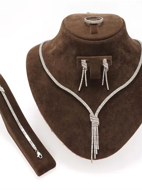 Petra Su Yolu Gümüş Bayan Set - Kolye, Bileklik, Küpe, Yüzük