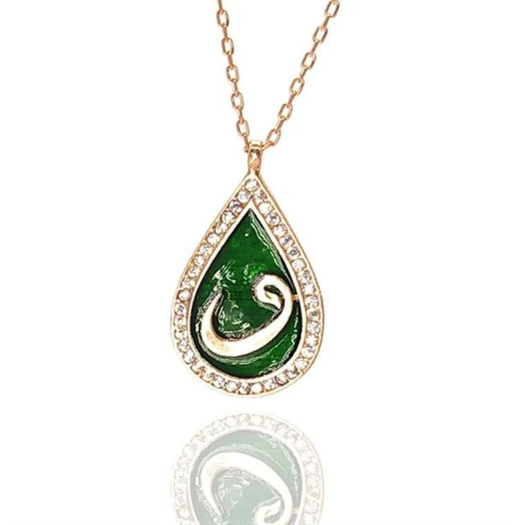 Zirkon Taşlı Damla Model Rose Renk Vav Harfi Gümüş Kolye Zirkon Taşlı Damla Model Rose Renk Vav Harfi Gümüş Kolye