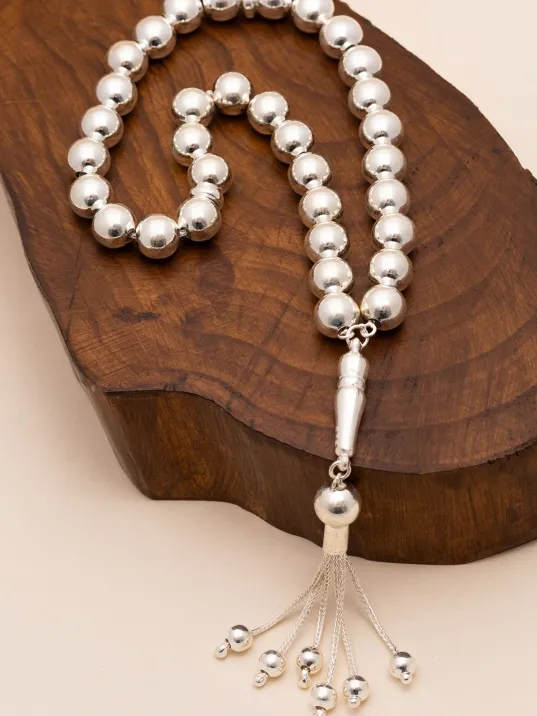 En Büyük Boy Komple Has Gümüş 51 Gr Tespih Iri Taneli Ağa Tespihi