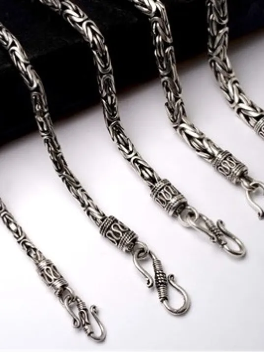 Kancalı Gümüş Kral Erkek Kolye Zincir İtalyan Model