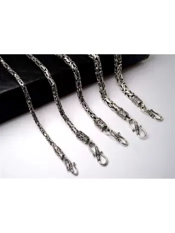 Kancalı Gümüş Kral Erkek Kolye Zincir İtalyan Model