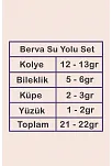 Berva Bayan Zümrüt Taşlı Gümüş Su Yolu Set - Kolye, Bileklik, Küpe, Yüzük