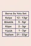 Berva Bayan Zümrüt Taşlı Gümüş Su Yolu Set - Kolye, Bileklik, Küpe, Yüzük