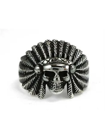 Kızılderili Kurukafa Gümüş Erkek Yüzüğü