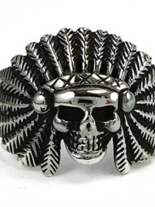 Kızılderili Kurukafa Gümüş Erkek Yüzüğü