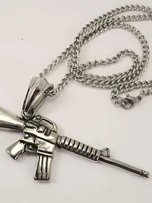 M16 Tüfek Modeli Paslanmaz Çelik Erkek Kolye