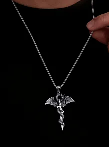 Erkek Gümüş Kolye - Game Of Thrones Ejderha Figürlü Gümüş Erkek Kolye