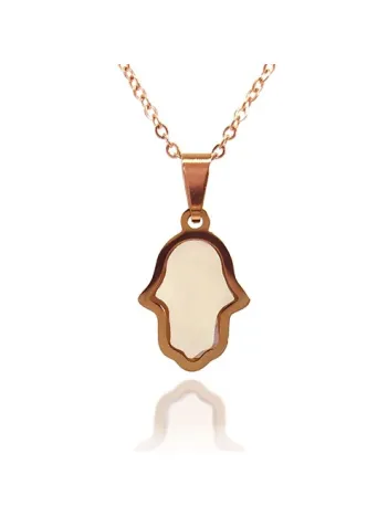 Paslanmaz Çelik Fatma Ana Eli Rose Renk Bayan Kolye