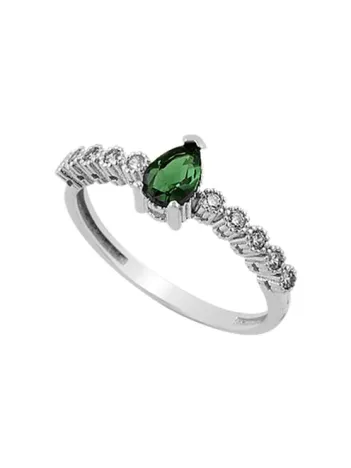 Lena Zümrüt Taşlı Bayan Gümüş Yüzük