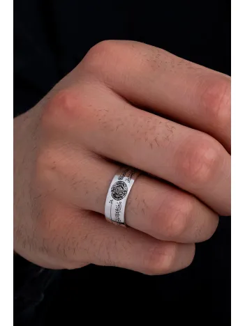 Hz. Süleyman Mührü Nazar Dualı 925 Ayar Gümüş Yüzük Alyans