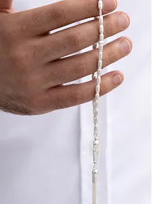 Gümüş Tespih Arpakesim Çizgili Orta Boy 15gr Gümüş Tespih Arpakesim Çizgili Orta Boy 15gr